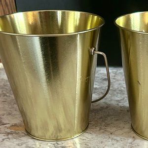 Way to Celebrate Galvanized and Gold  Buckets with Gold Handle, 4"